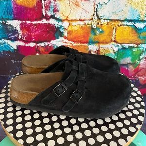 Tatami by Birkenstock Suede Leather Clogs Mules Double Buckle Ladies 6 Men's 4